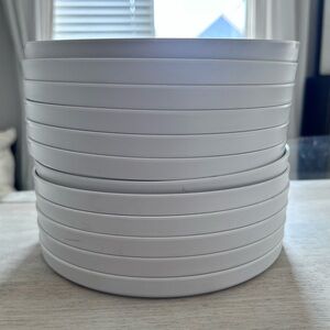 CB2 Matte White Melamine Salad Plates Set/12 Dinnerware Crate and Barrel Table